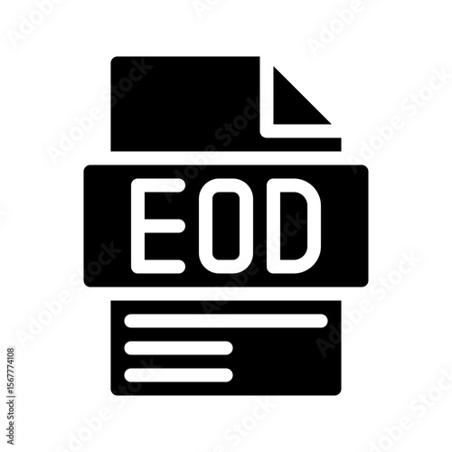 Eod Glyph Icon. File Document icon abbreviation End of work day