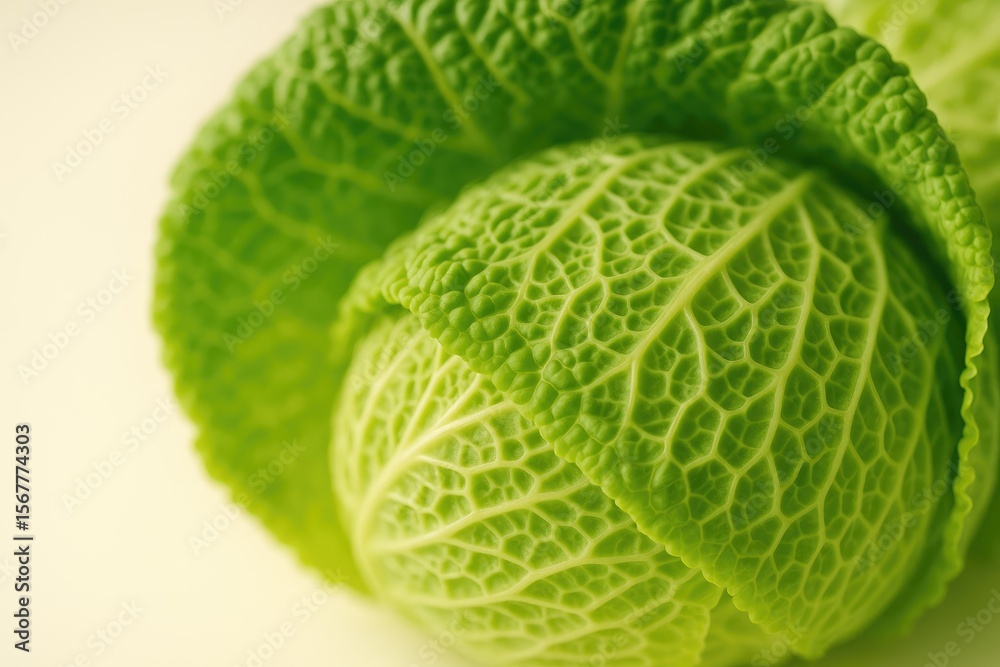 Fototapeta premium Close-up of a vegetable-themed background featuring a detailed cabbage macro shot