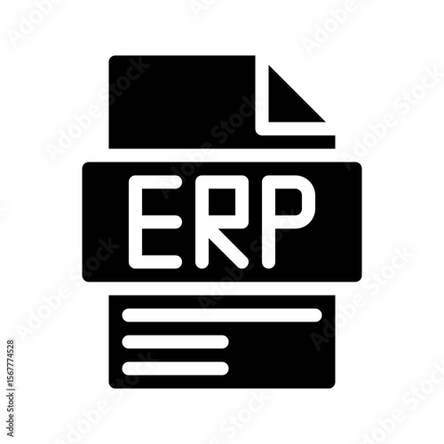 Erp Glyph Icon. File Document icon abbreviation Integrated system for managing corporate resources