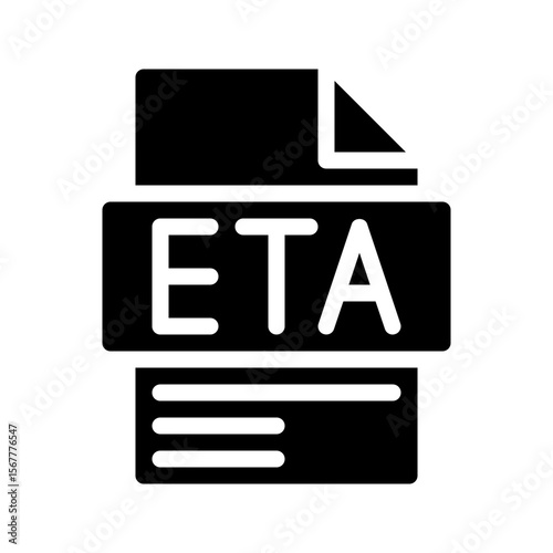 Eta Glyph Icon. File Document icon abbreviation Estimated time of arrival