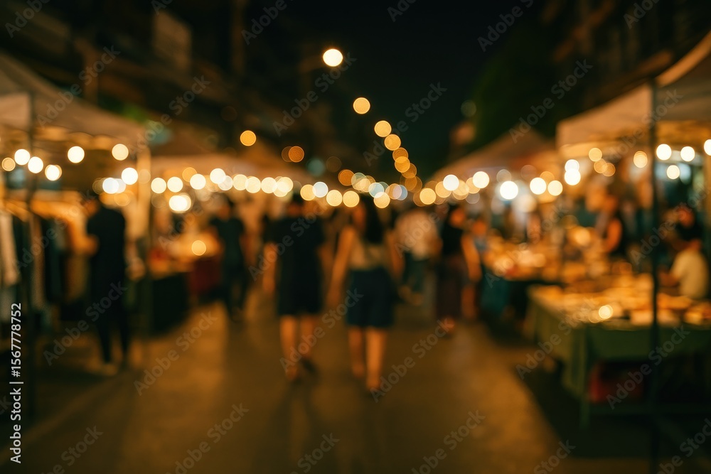 Fototapeta premium Night Market with a Blurred Effect