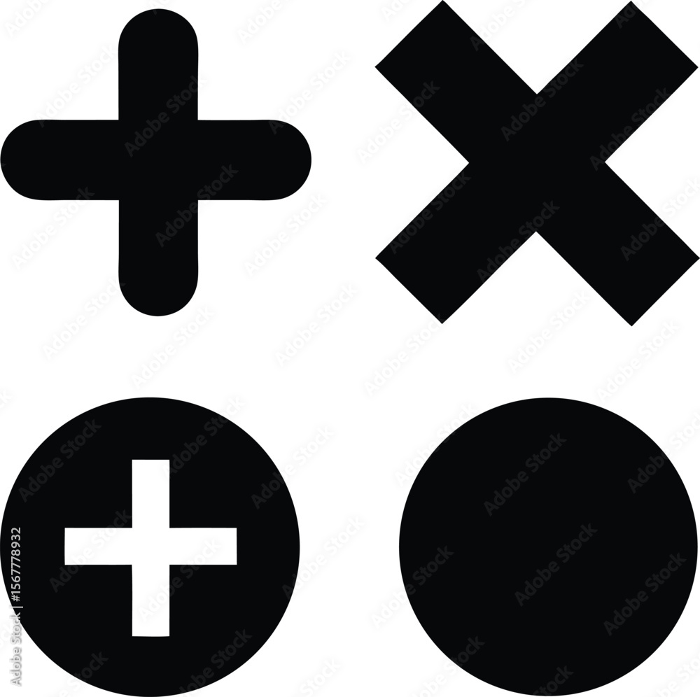 Fototapeta premium plus minus multiply and divide icons silhouette (1).eps