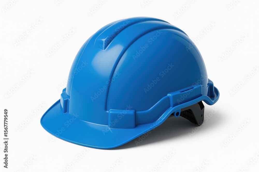 White background featuring a blue safety helmet with a cutout path White background featuring a blue safety helmet with a cutout path