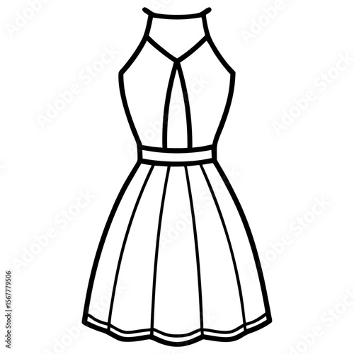 Halter Neck Dress line art vector