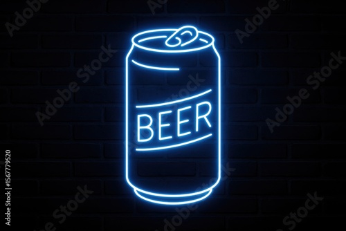 Neon Sign Featuring a Blue Beer Can