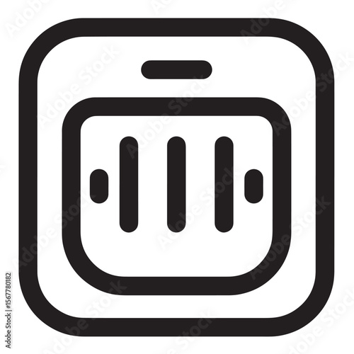 Simple black and white icon of a smartphone with sound or voice recording functionality