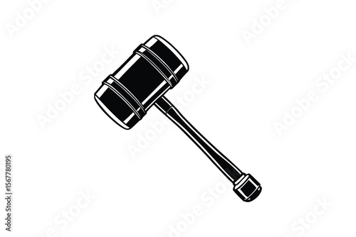 Gavel Illustration in Black and White Symbol of Justice Auction and Law Silhouette