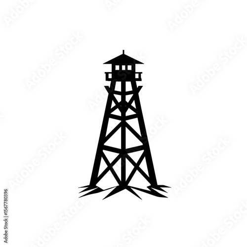 Minimal vector logo of a short fire lookout tower  
