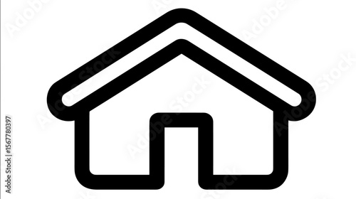 Minimalist black line house icon in flat design  