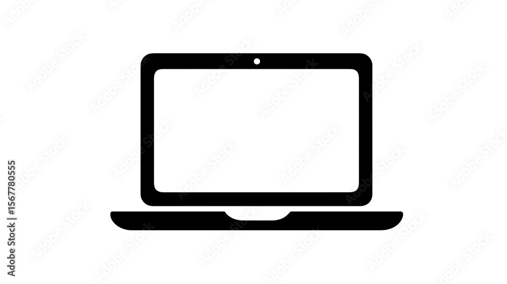 Minimalist black laptop icon on white background Minimalist black laptop icon on white background