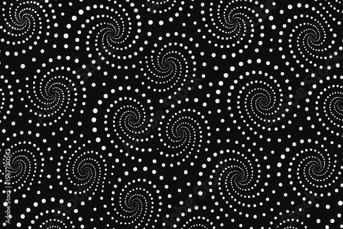 Spiral dots pattern in black and white for modern design  
