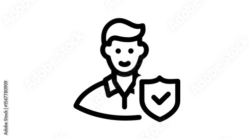 Person with shield representing protection and security  
