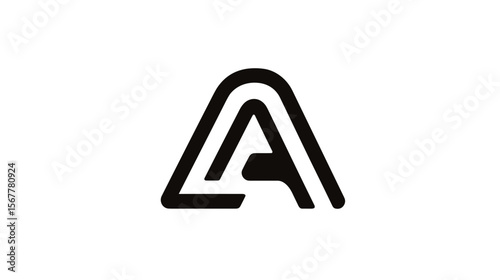 Abstract logo design featuring the letter A in a triangular shape  