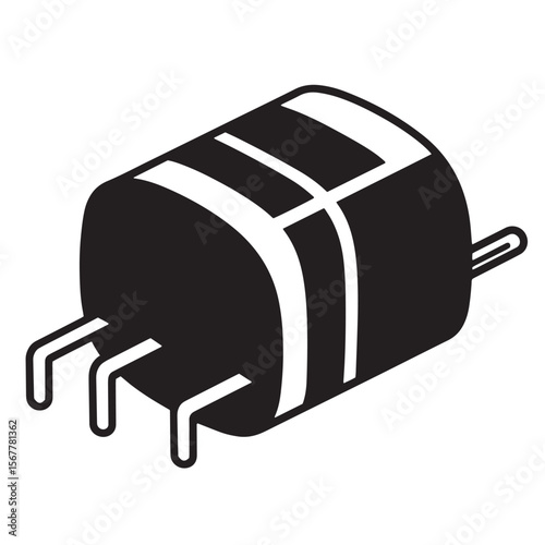 Simple black and white vector illustration of a capacitor electronic component