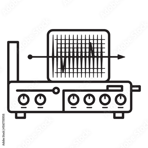 Simplified oscilloscope illustration displaying electronic signal measurements for science and technology concepts
