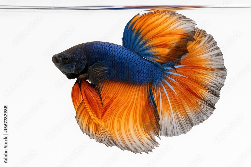 Fototapeta premium The Stunning Display of a Siamese Fighting Fish in Action