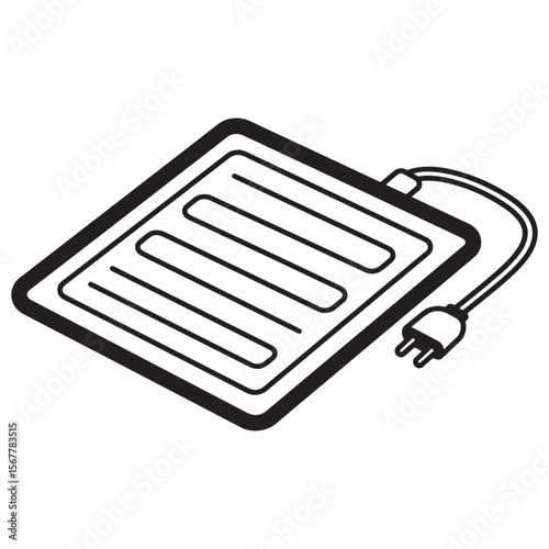 Vector illustration of a heating pad with plug for medical and comfort purposes