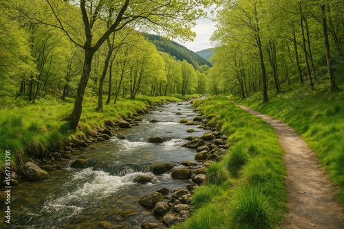 Walking along the Dulas River trail in Wales en route to Corris