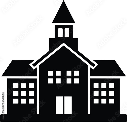 school building icon silhouette on white backgroun (3).eps