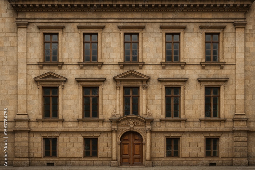 Obraz premium Ancient-style architectural front of a historic structure