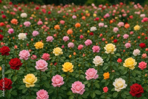 Global Floral Park Featuring a Variety of Roses
