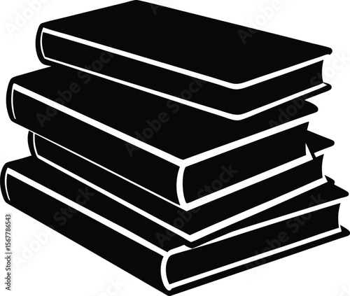 stack of books icon silhouette on white background (2).eps
