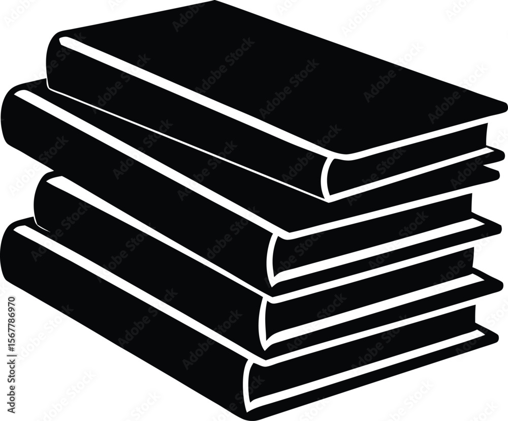 stack of books icon silhouette on white background.eps