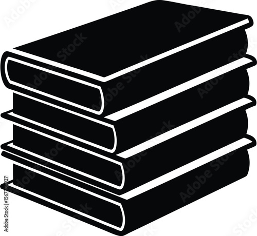 stack of books icon silhouette on white background (3).eps
