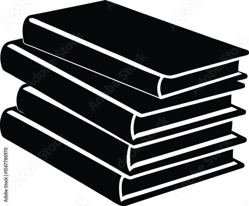 stack of books icon silhouette on white background.eps
