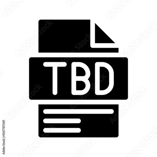 Tbd Glyph Icon. File Document icon is an abbreviation of the word Will be determined later.