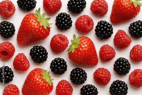 Wallpaper Mural Juicy berries including strawberries, blackberries, and raspberries displayed on a plain white backdrop Torontodigital.ca