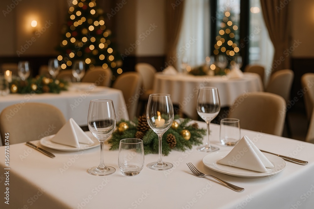 Restaurant tableware and glass beakers setup
