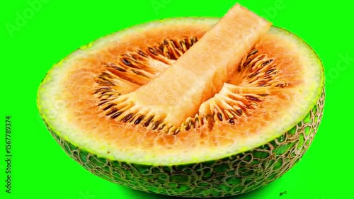 Fresh cantaloupe fruit features vibrant orange flesh and green rind, showcasing juicy texture and sweet aroma, ideal for summer desserts and healthy snacks, perfect for refreshing moments