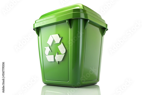 3D Rendering of beautiful, trending and realistic Recycle bin with white background