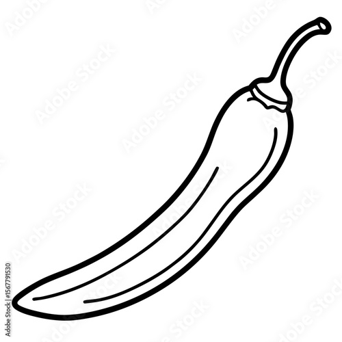 Green chili line art vector
