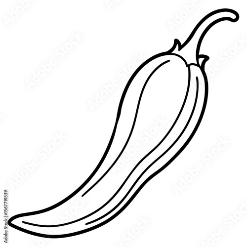 Green chili line art vector