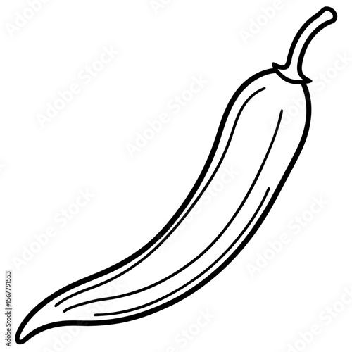 Green chili line art vector