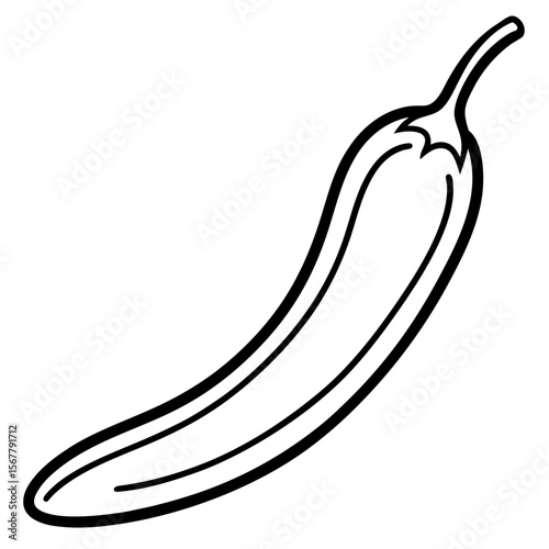 Green chili line art vector