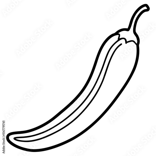 Green chili line art vector