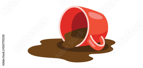 Spilled Coffee From Red Cup