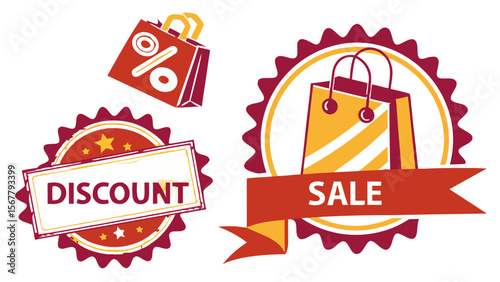 Discount Sale Tags and Badges E-commerce Design Elements