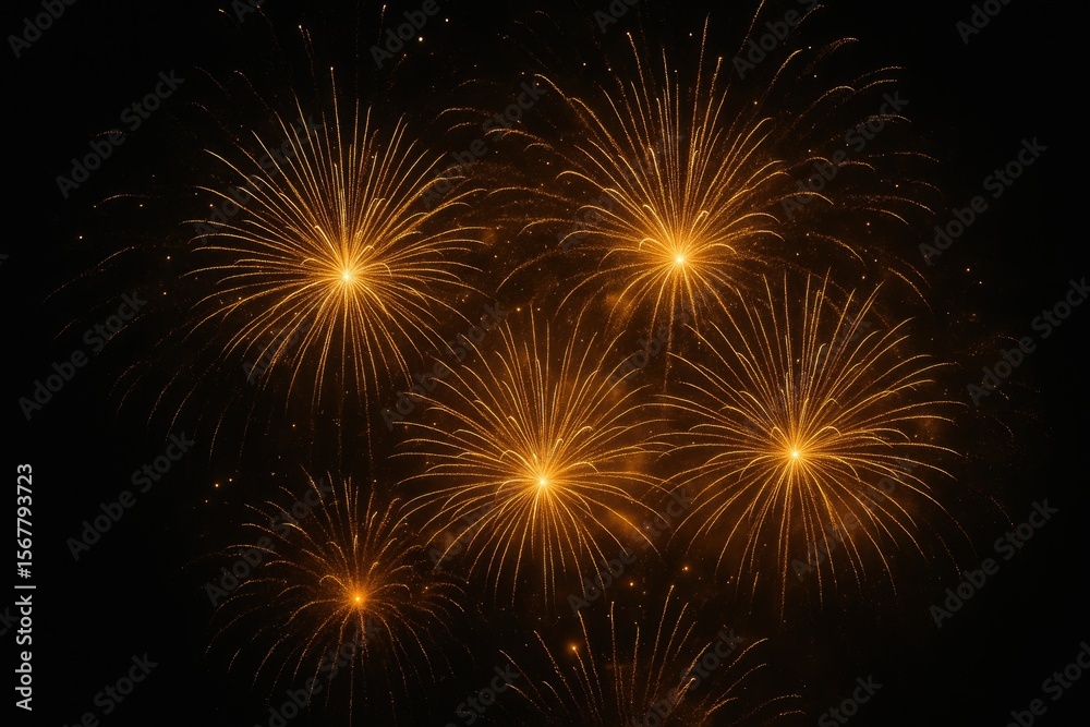 Naklejka premium Nighttime celebration with fireworks lighting up the dark sky