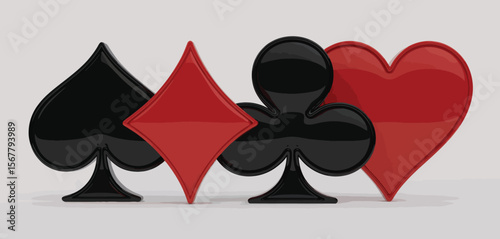 Four Playing Card Suits in 3D Style