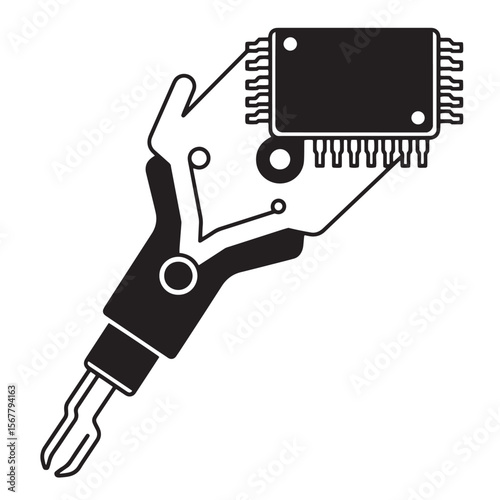 A conceptual hand holding a microchip representing technology and digital innovation