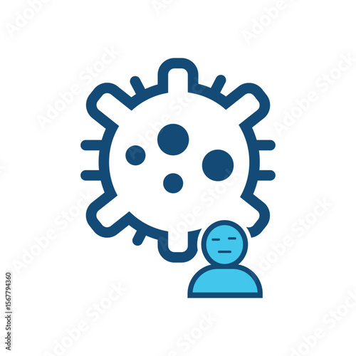 Coronavirus infection symptom icon, covid-19 virus with sick person, medical health monitoring vector, virus alert sign