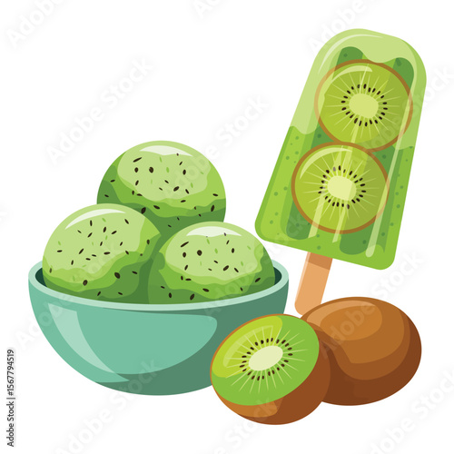 Kiwi Ice Cream and Popsicles