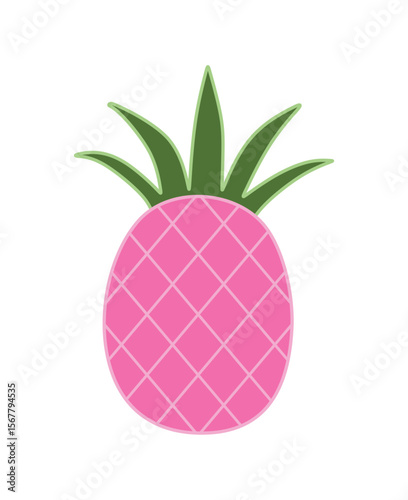 Tropical plant tiny pink pineapple isolated on white background.