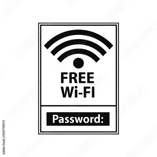 Black and white free wifi password sign wireless internet
