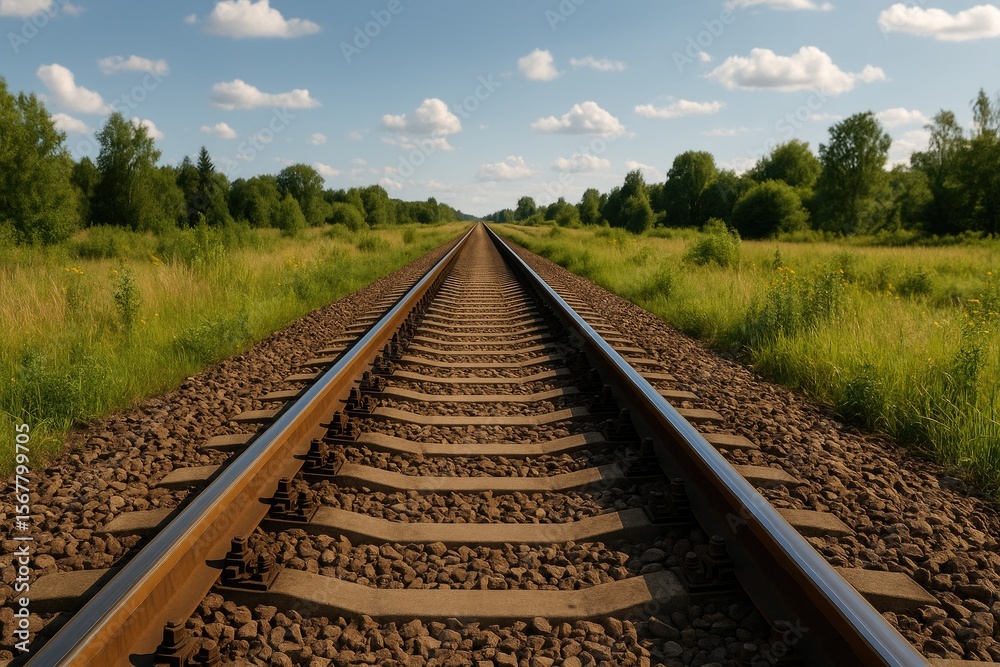 Fototapeta premium Afternoon Railway Line Scene