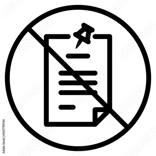 Icon Illustrating Prohibition Sign on Paper Document for Restricted Access